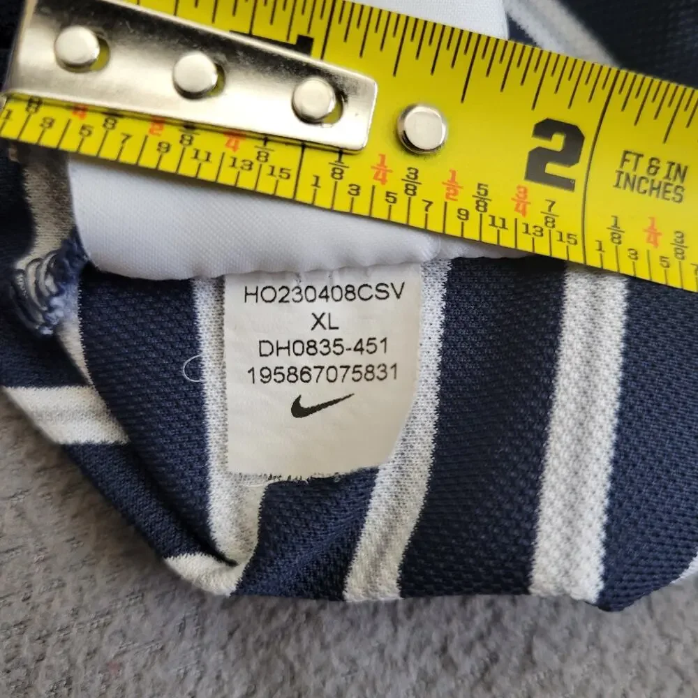 NIKE Shirt Polo Mens XL Blue DriFit Golf Striped Gray White Performance Business - Picture 11 of 14